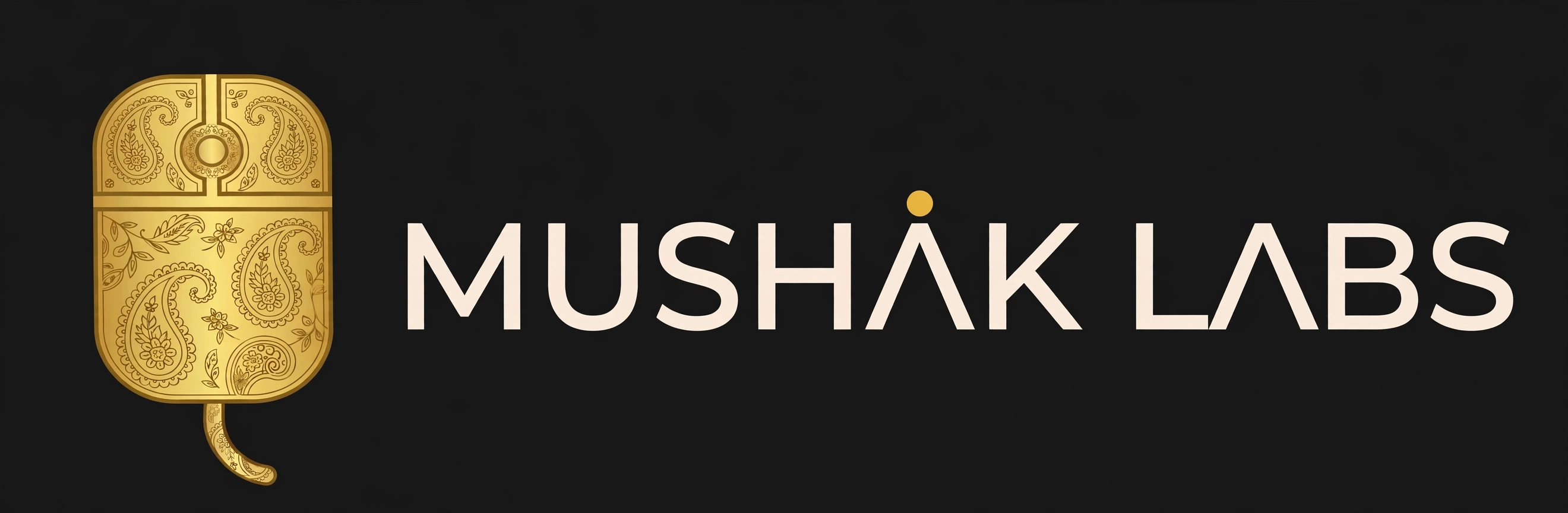 Mushak Labs logo — a golden paisley mouse beside the words Mushak Labs